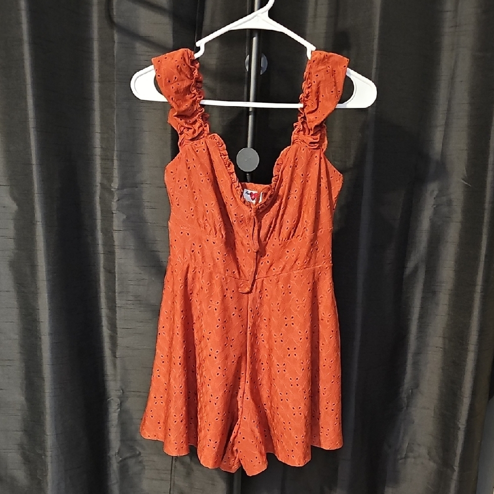 Heart & Heels Ruffled Rust Romper